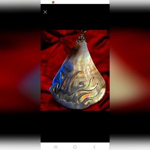 Sea Waves in Silver and Mother of Pearl pendent with a Silver Choker necklace.